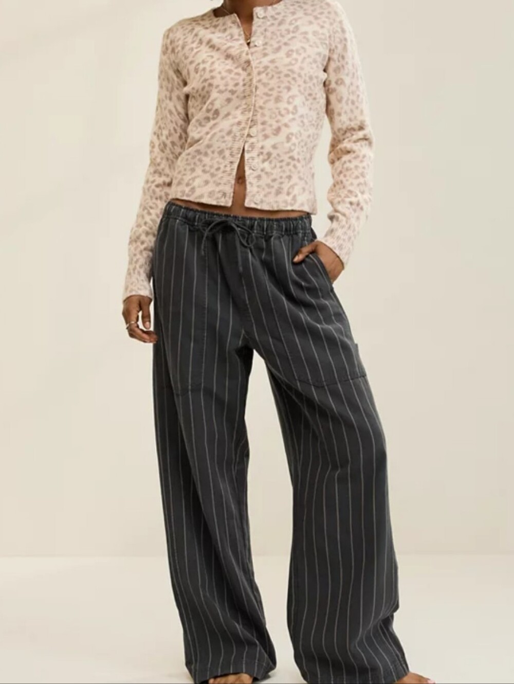 NEW! Aerie Workwear Striped Pull-On Pants Size M